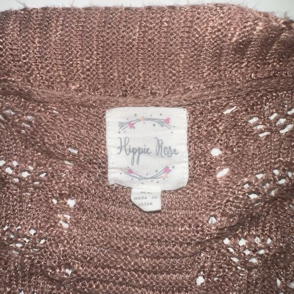 Hippie Rose Women’s Open Front Cardigan Sweater XL Pink Knit Pockets - Picture 6 of 7